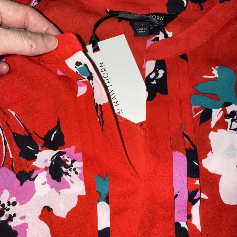 41 Hawthorn Lexie Floral Sleeveless Blouse, Women's Size L - Red Multi